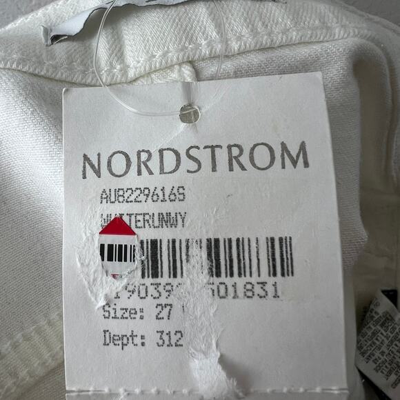 7 FOR ALL MANKIND White Cotton Side Stripe High Rise Ankle Skinny Jeans 27 NEW - Picture 9 of 12